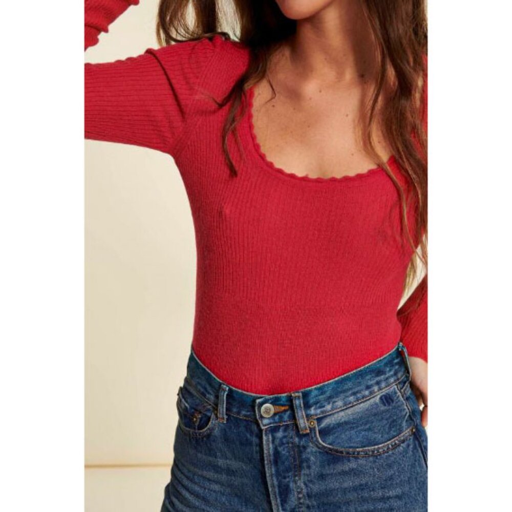 SOLD - Rouje Terry Alpaca Wool Red Knit Long Sleeve Top - FR 36 / US 4 / S - Picture 11 of 12